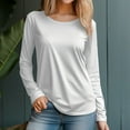 thumbnail image 2 of Women's 230g 100% Cotton Round Neck Regular Solid Long Sleeve T-Shirt, 2 of 12