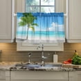thumbnail image 5 of Coolnut Palm Tree Kitchen Curtains UV Protected Tier Curtains 2 Panels Kitchen Tiers Half Window Curtains for Guest Room Bathroom Laundry Room Basement, 24 x 27 Inch Home Decor, 5 of 7