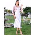 thumbnail image 4 of DARING DIVA Women's Cropped 3/4 Ruched Sleeve Open Front Knitted Bolero Shrug XS Pink, 4 of 6