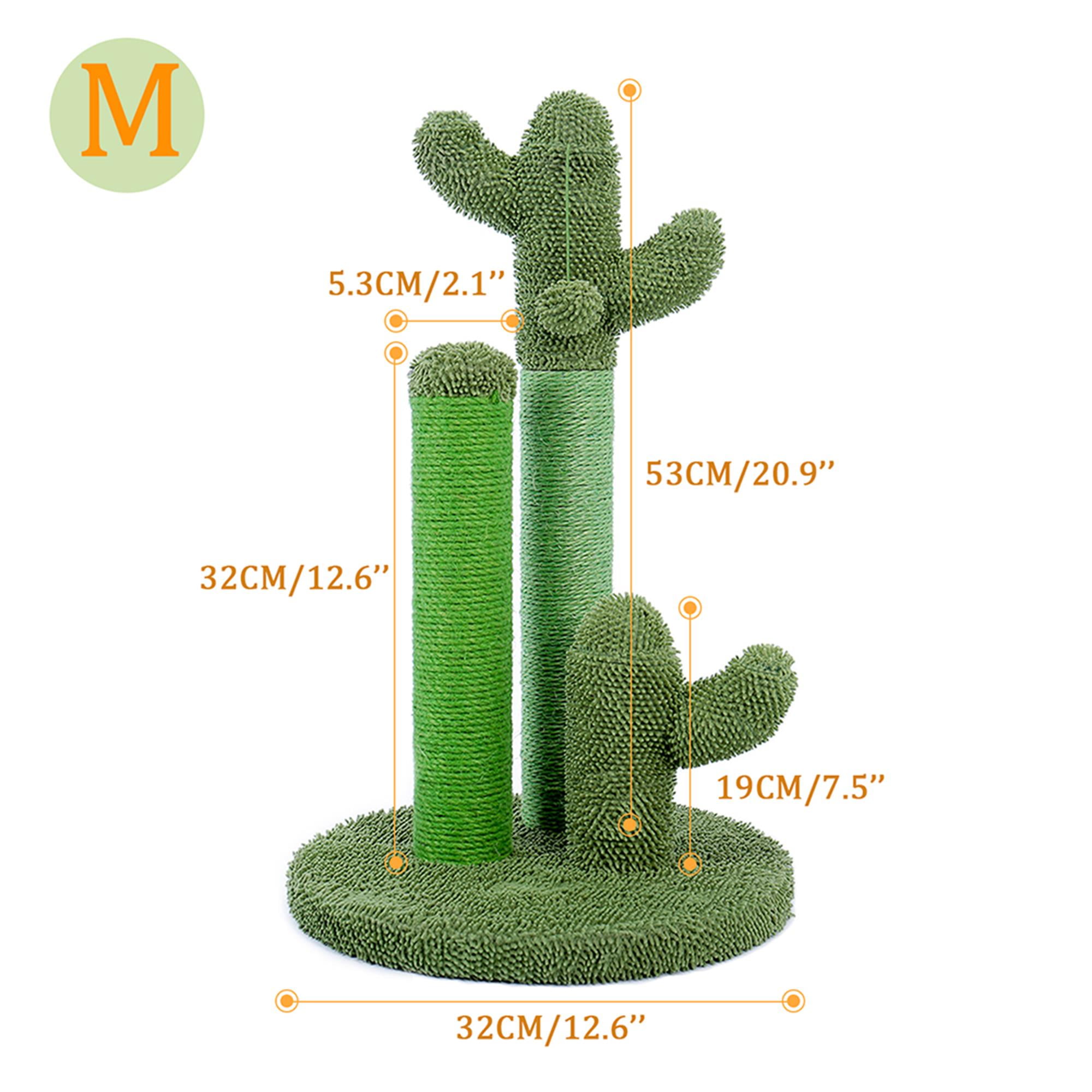 resenkos 23" Cat Scratching Post, Cactus Cat Scratcher Kitten Scratch Post for Indoor Cats, Claw Cat Tree with Dangling Ball for Kitties, Green M