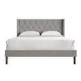 thumbnail image 5 of Castle Place Nailhead Trim Tufted Linen Upholstered Wingback King Bed, Light Grey, 5 of 11