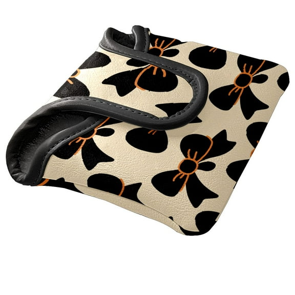 Golf Club Head Cover Waterproof Leather Golf Headcovers Velvet Lined Golf Cover,Golf Club Covers for Driver Club Head Covers for Women Men Black Bow On Cream Background