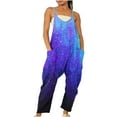 thumbnail image 2 of WREESH Womens Baggy Overalls Fashion Summer Casual Sleeveless Suspender Jumpsuit Purple, 2 of 5
