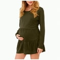 thumbnail image 1 of WUANDIXFA Fall Maternity Clothes Maternity Dress Comfortable Soft Fashionable Solid Color Maternity Round Neck Dress Green,L, 1 of 6
