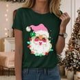 thumbnail image 2 of zaveiop Retro Cheerful Santa Tshirt Women Santa Merry Christmas Shirt Vintage Santa Claus Graphic Tee Short Sleeve Xmas Tops (Dark Green, L), 2 of 6
