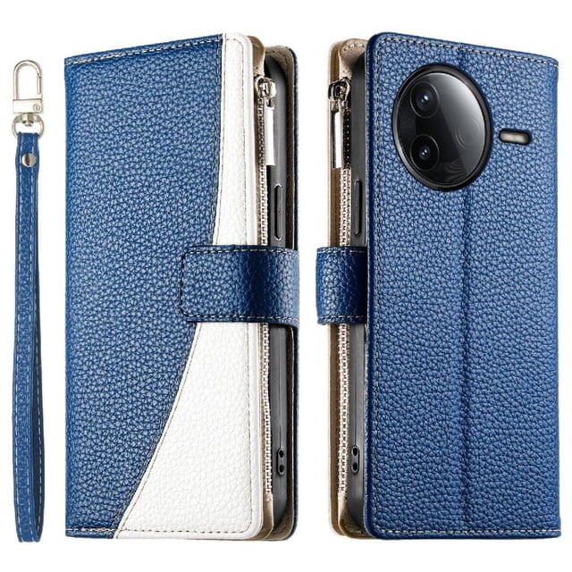 Funda cartera GANGXUN para Xiaomi Poco F7 Ultra , cuero PU con tarjetero, cremallera, correa de mano, soporte y protección 922°