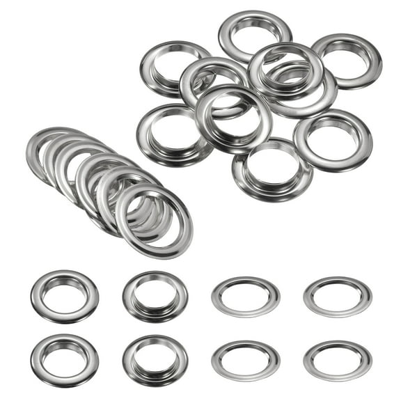 Uxcell 10Set Grommets Eyelets 25mm 1 Inch Brass Eyelets Kit with Washers for Fabric Curtain Tarps Leather Belt Shoes Bag DIY, Silver