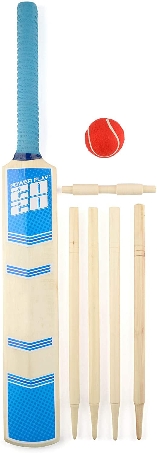 Wooden Cricket Set Kids Size 3 x 1 With Bat Ball Stumps For Beach Park Garden 