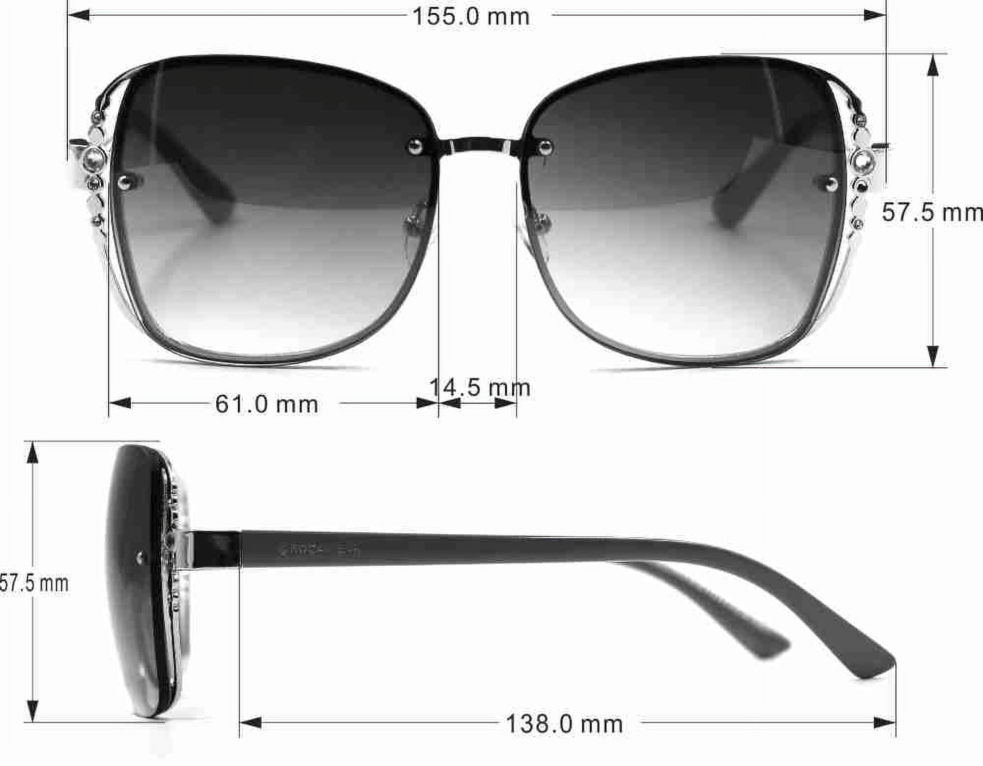 Rocawear Women's R3284 Metal UV400 Protective Rhinestone Square Fashion Sunglasses, 61mm