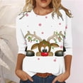 thumbnail image 2 of Tops Navideños Para Mujer Blusas Moda Camiseta Estampada 3 4 Mangas Cuello Redondo Casual Odeerbi ODB191492, 2 of 4