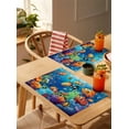 thumbnail image 3 of Ocean Fish Coral Seaweed Cartoon Style Placemats Set of 4,Wipeable Washable Table Mats for Dining Tables,Blue Underwater World Place Mats for Kitchen Event Party Tabletop Decor, 3 of 7