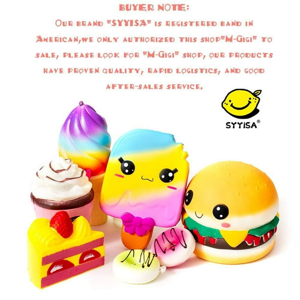 SYYISA Jumbo Squishies Slow Rising [7-Pack]: Ice Cream, Hamburger, Lolly, Donut, and Frappuccino Kawaii Soft Food Squishy Toys - Squishys are Great Sensory Toys for Kids! - Walmart.com