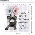 thumbnail image 3 of Perfume Bottle Shower Curtain Pink Floral Flower Shower Curtain for Bathroom Set Girly Fashion Makeup Inspirational Quotes Fabric Waterproof Shower Curtain for Bathtub 72x72 Inch with Hooks, 3 of 6