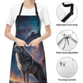 thumbnail image 6 of Cauagu Night Sky Wolf Aprons with Pockets,Waterproof Apron for Women,Kitchen Cooking Apron Adjustable Bib Aprons Chef Apron for Cooking,Drawing,Crafting, 6 of 8