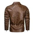 thumbnail image 4 of IROINNID Men's Long Sleeve V-Neck Faux Leather Notch Lapel Short Jacket Solid Color Casual Autumn And Winter Baseball Uniform Leather Jacket Leather Jacket, 4 of 8