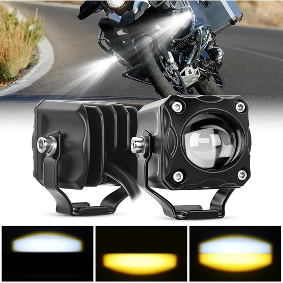 Nilight 1.7-Inch LED Pods, White Amber Spot Beam Off-Road Lights for Motorcycle Dirt Bike ATV UTV (IP67 Waterproof)