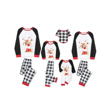 

Beiwei Mommy Dad Child Christmas Sleepwear Crew Neck Nightwear Long Sleeve Matching Family Pajamas Set Xmas Pjs PJ Sets Party Nightgown Plaid Baggy White Mom S