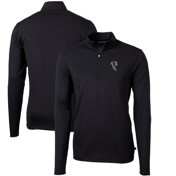 Men's Cutter & Buck Black Atlanta Falcons Throwback Logo Virtue Eco Pique Recycled Quarter-Zip Big & Tall Pullover Top
