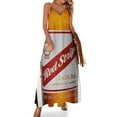 thumbnail image 1 of Vestido sin mangas con rayas rojas y estampado de botella de cerveza fría para mujer, vestido de verano, 1 of 7