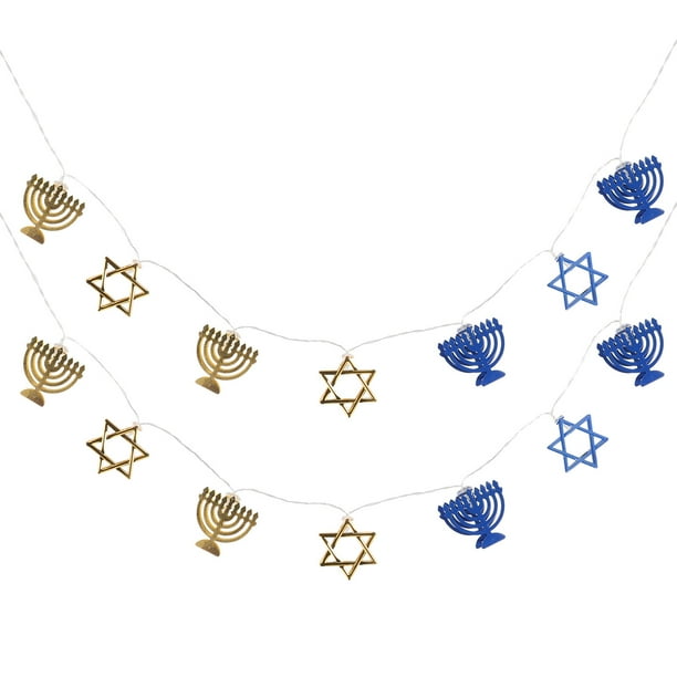 Guirnalda de luces de hadas con forma de estrella para Janucá, funciona con pilas, decoración para fiestas de Janucá