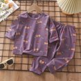 thumbnail image 2 of TOWED22 Winter Outfit for Infant Toddler Long Sleeve Print Round Neck T-Shirt Fleece Pants 2Pcs Warm Clothes Set(Purple,3-4 Y), 2 of 6