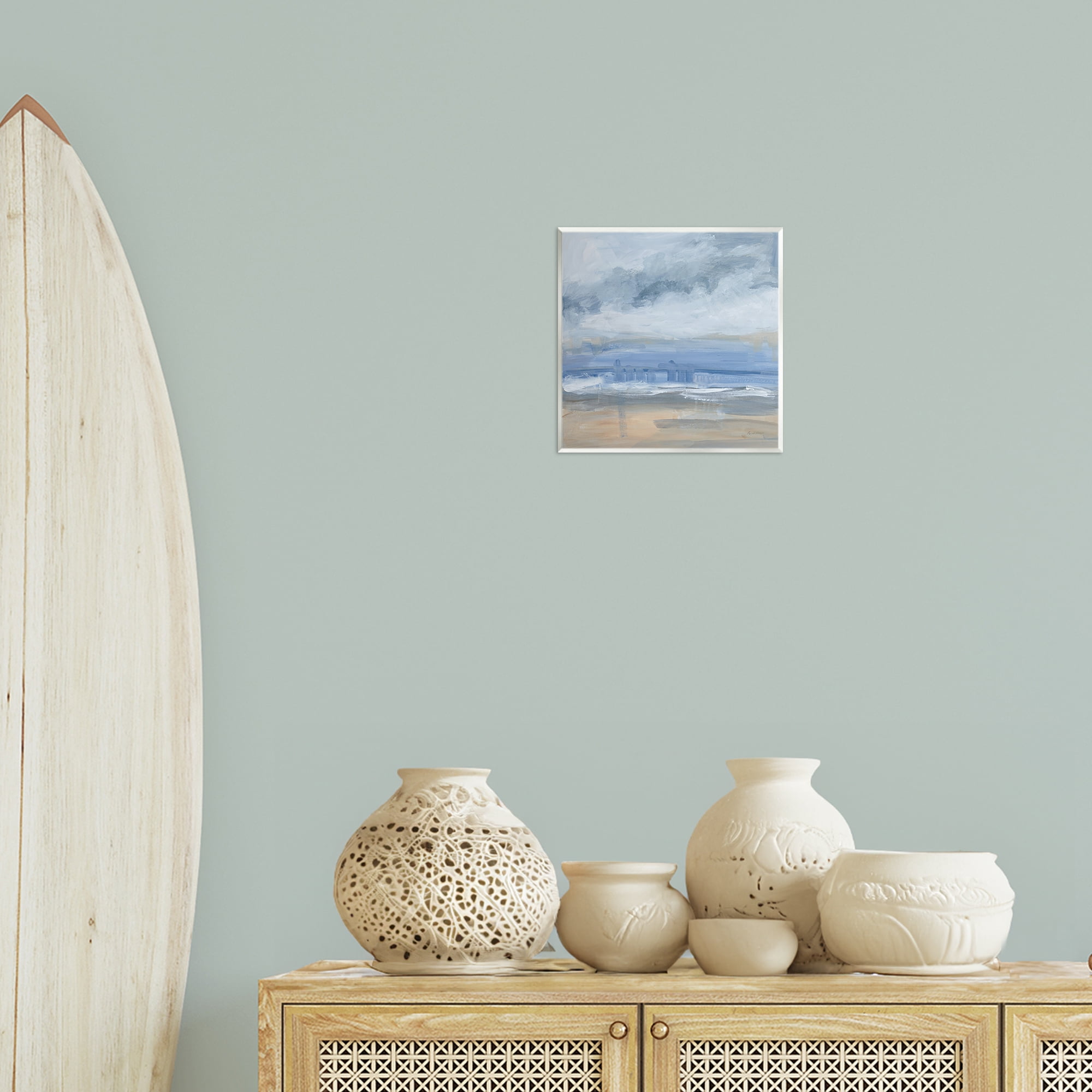Stupell Industries Abstract Beach Scenery Coastal Painting Unframed Art Print Wall Art, 12 x 12
