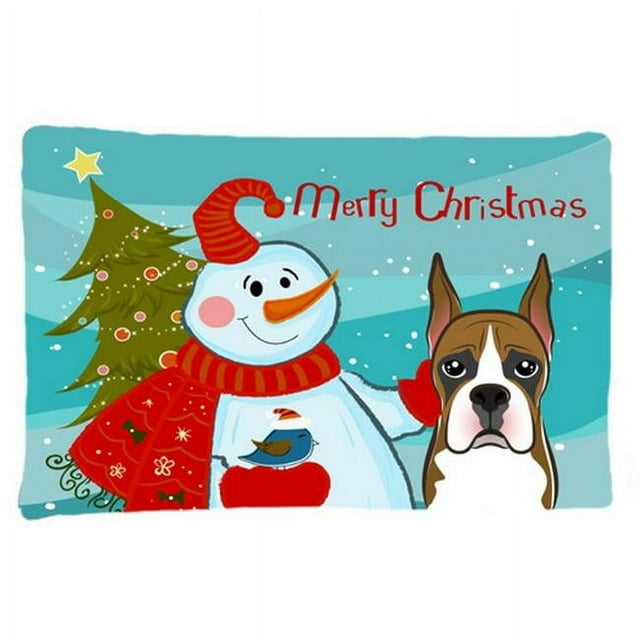 Carolines Treasures BB1843PILLOWCASE Snowman With Boxer Fabric Standard Pillowcase