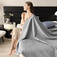 thumbnail image 4 of SPOORYYO Summer Cooler Pad Lightweight Breathable Soft Knitted Quilt Double Side Cooler Blanket Wind Conditioner Quilt Machine Washable Easy to Clean for Hot Sleepers Couch,Dark Gray, 150x200CM, 4 of 6