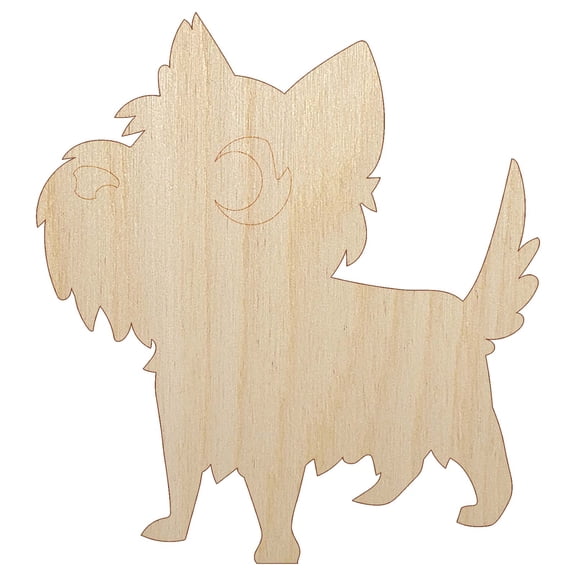 Lovable Cartoon Cairn Terrier Wood Shape Unfinished Piece Cutout Craft DIY Projects - 4.70 Inch Size - 1/8 Inch Thick