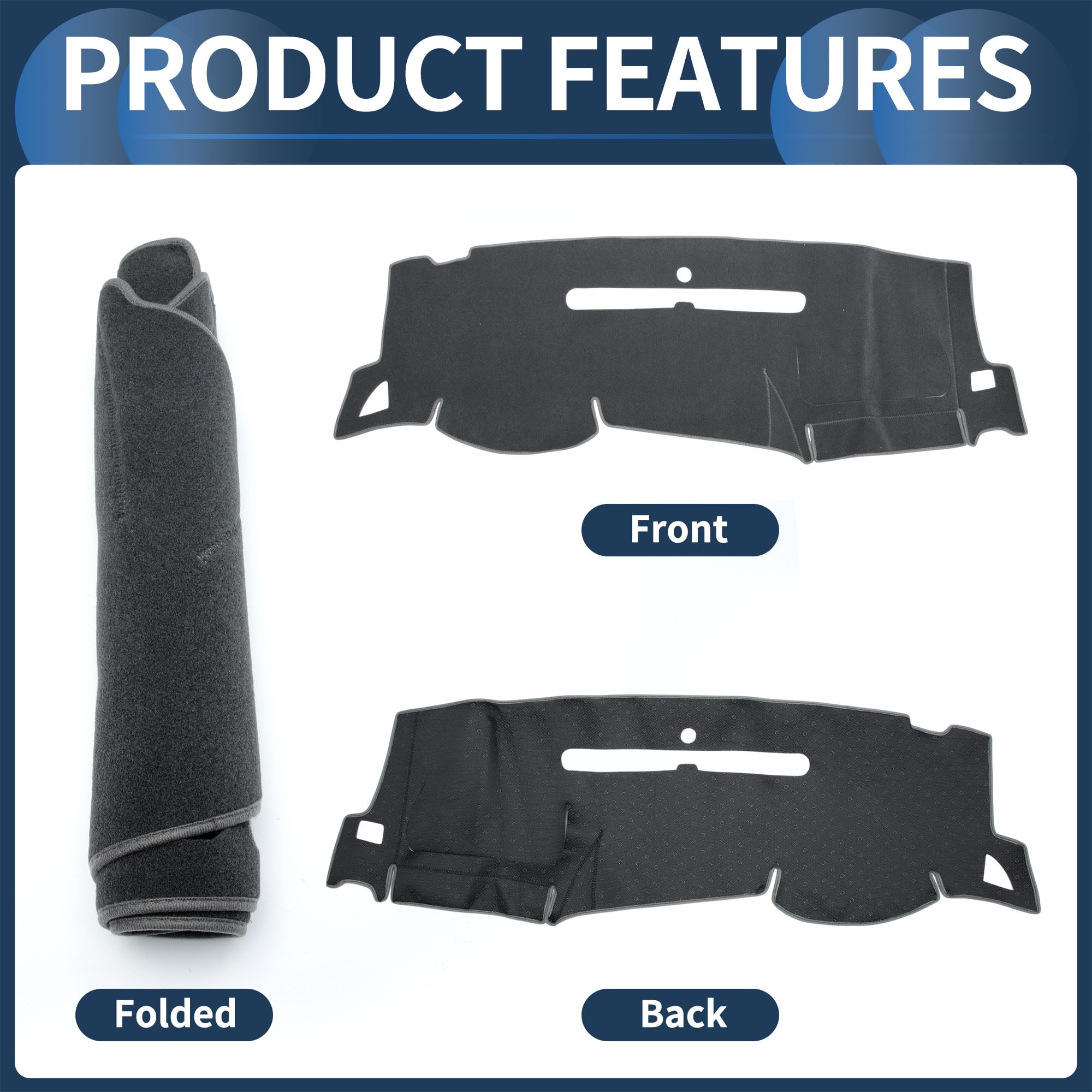 Dashboard Cover Dash Cover Mat Carpet for Chevy Silverado 1500 LT/WT 2007-2013 Polyester Gray
