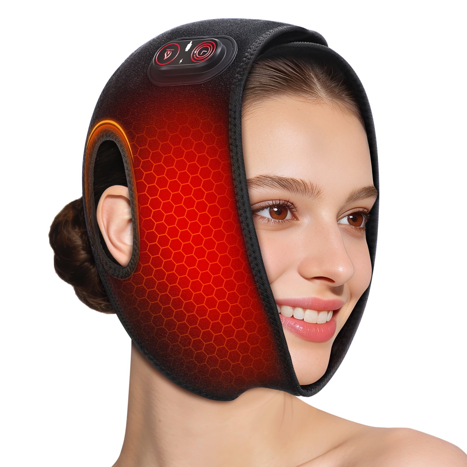 Cordless Face Heating Pad for Jaw Chin, Face Heated Mask Wrap, Jaw Heating Pad with 3 Heat and Timing Settings, 5000mAh Battery Rechargeable for Facial Comfort, Jaw Relaxation & Daily Warm