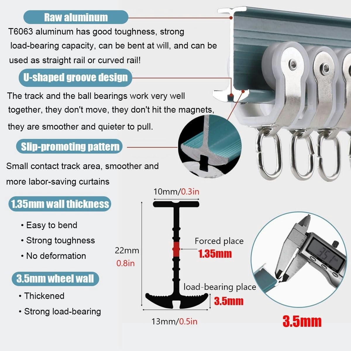 GXCZ Curtain Rods Bendable Curtain Track, Double Bar Rail For Curtains, Flexible Curtain Ceiling Track System Room Divider Curtain Rail For Curved Shower Curtain &amp; Rv(Green-ceiling,180cm-2x90cm)