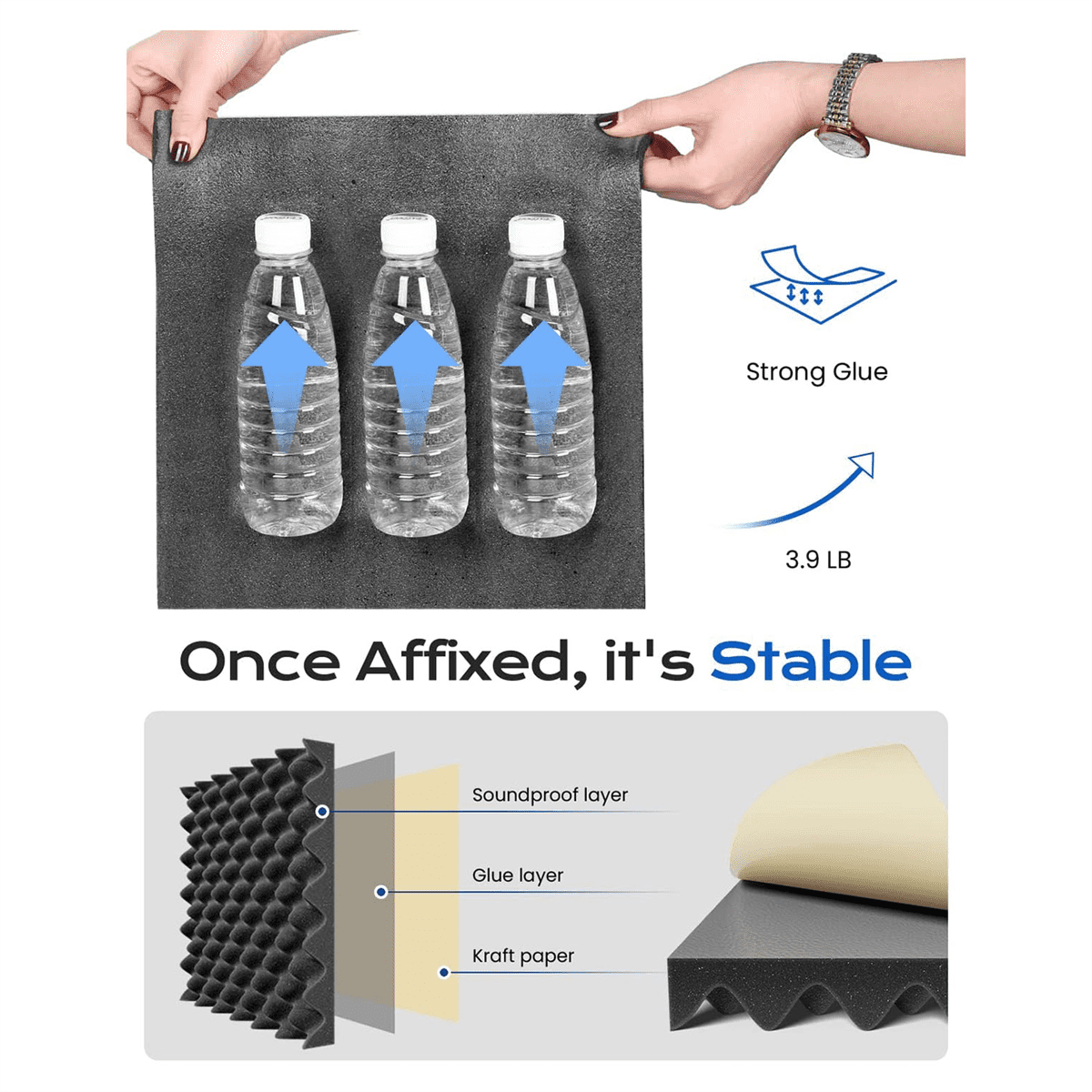 24 Pack Self Adhesive Egg Crate Sound Proof Foam Panels 1x12x12Inch, Acoustic Foam for Home and Studios