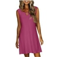 thumbnail image 4 of LEEYNEER Eyelet Dresses for Women Summer Fashion V Neck Sleeveless Ruffle Dresses Solid Color Loose Fit Mini Dresses Casual Flowy Summer Dresses for Women 2024 Vacation, 4 of 7