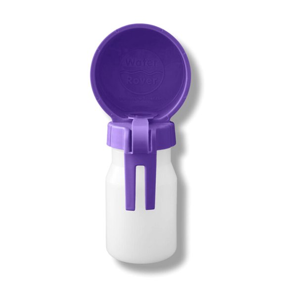 Water Rover Bigger for Pets Outdoor Hands-Free Leak-Free Waste-Free 3.5-inch Bowl and 8 Ounce Bottle- Purple