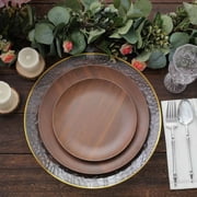 Efavormart 6 Pack | 10" Rustic Brown Farmhouse Heavy Duty Melamine Dessert Plates, Round Wood Grain Print Shatterproof Appetizer Salad Plates