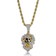 thumbnail image 2 of Hip Hop Micro Paved AAA+ Cubic Zirconia Iced Out Bling Male Lion 14K Yellow Gold Pendants Necklace for Men Rapper Jewelry, 2 of 8