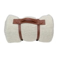 thumbnail image 4 of Ivory Super Plush Knitted Throw Blanket with Carrying Band 60" x 60", 4 of 6