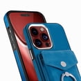 thumbnail image 5 of Compatible with iPhone 16 Wallet Case with Credit Card Holder, 360° Rotation Ring Holder Stand, Back Flip Premium Leather Shockproof Cover for iPhone 16,Blue, 5 of 14