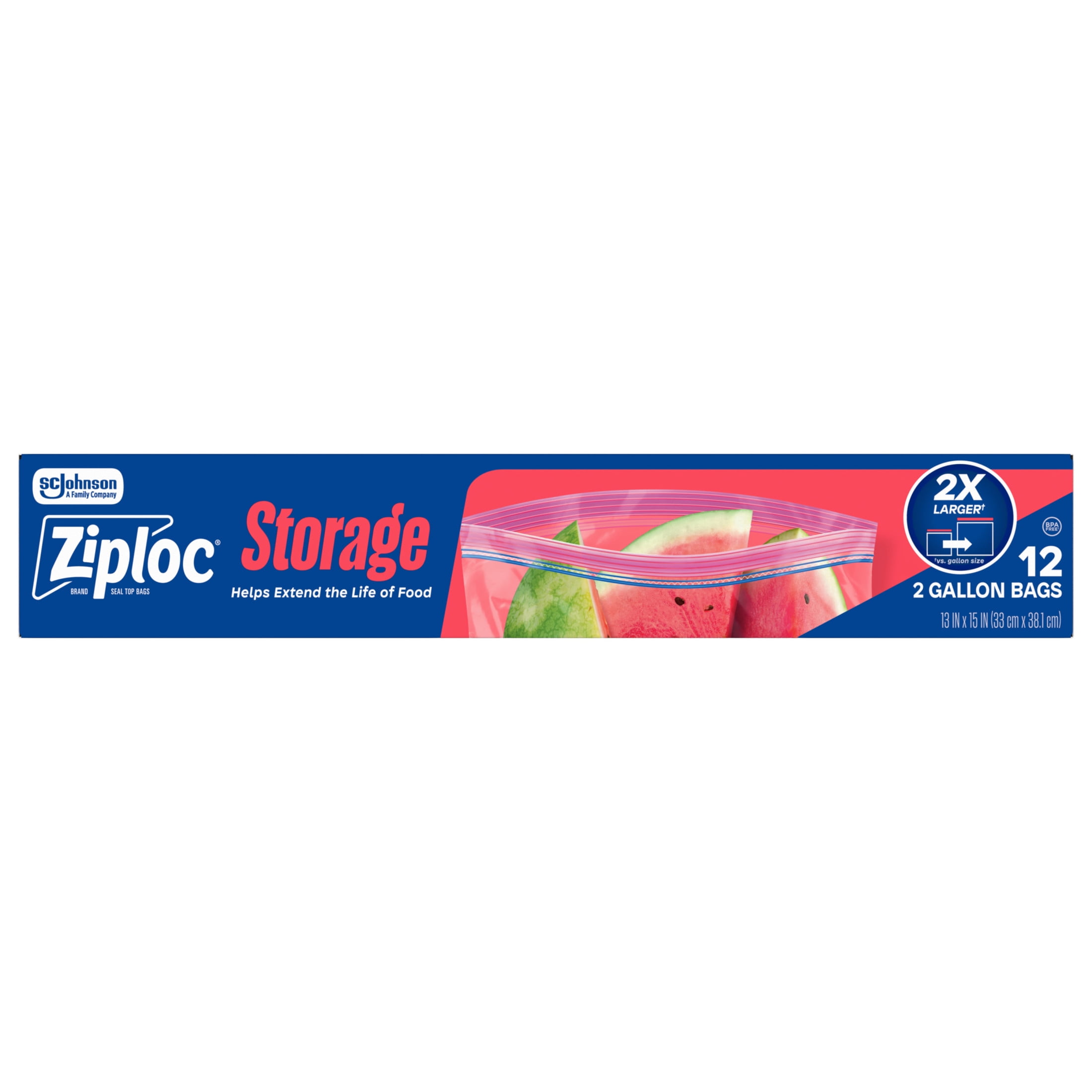 Ziploc Freezer Bags, 2 Gallon, 10 Ct Pack with Grip 'n Seal