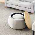 thumbnail image 4 of Multifunctional Woven Rattan Ottoman with Lift-Top Storage, 2-in-1 Footrest & Side Table Combo, Natural Fiber Seat Stool for Living Room, Bedroom, Patio (25x25x14.7 in), Light Grey, 4 of 7