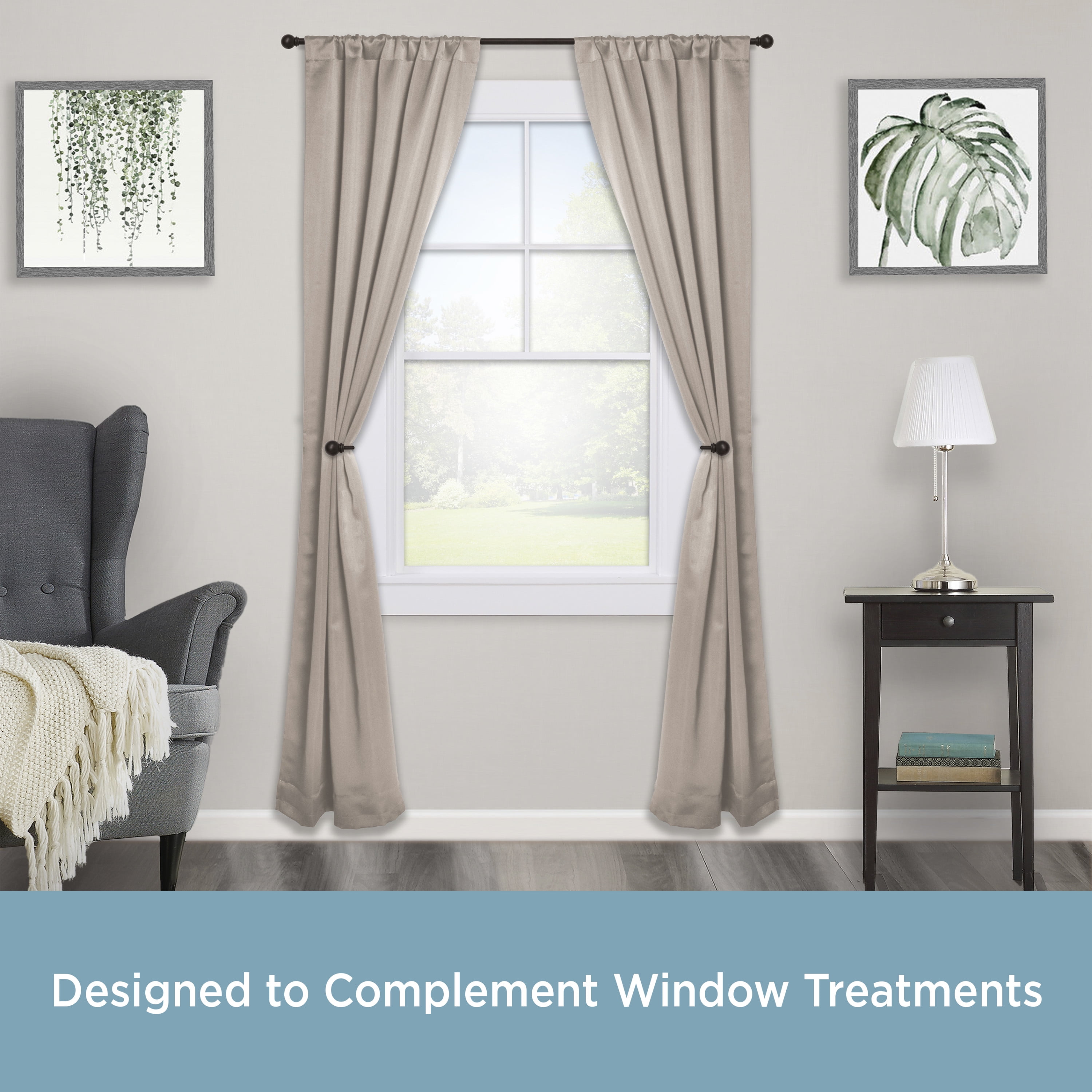 Chelsea 48-86 in. Decorative Curtain Rod & Holdback Set, 5/8 in. Diameter
