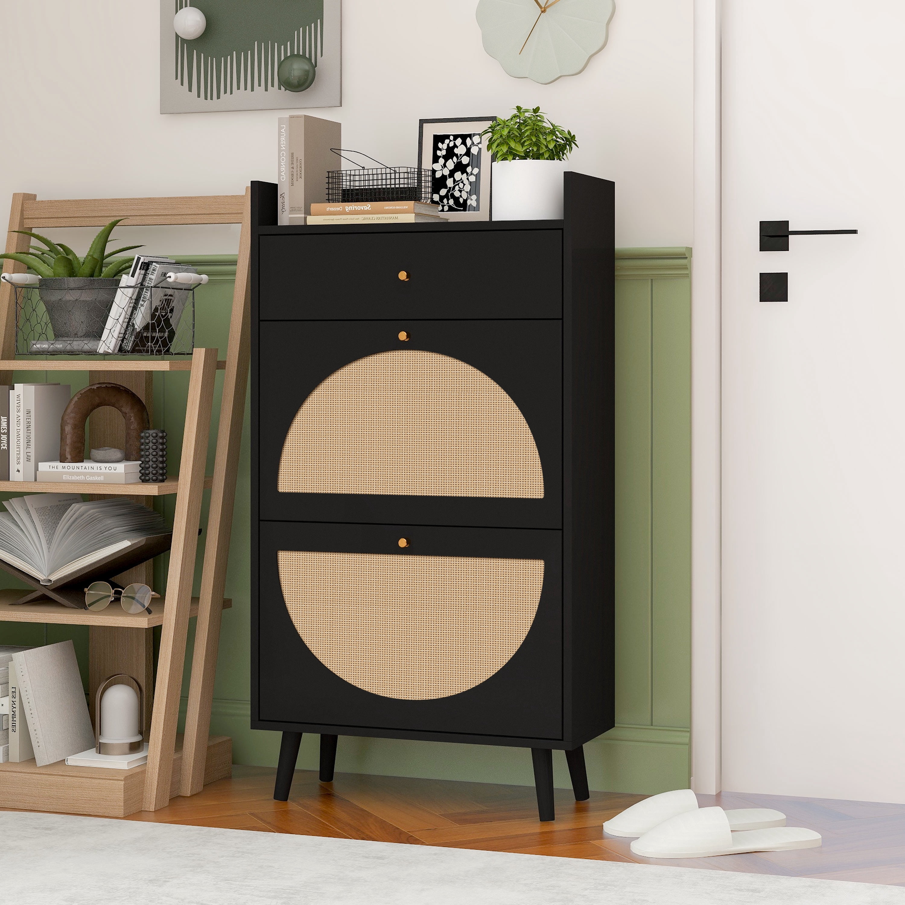 2 Door 1 Drawer Cabinet, Shoe Rack, Double Layer
