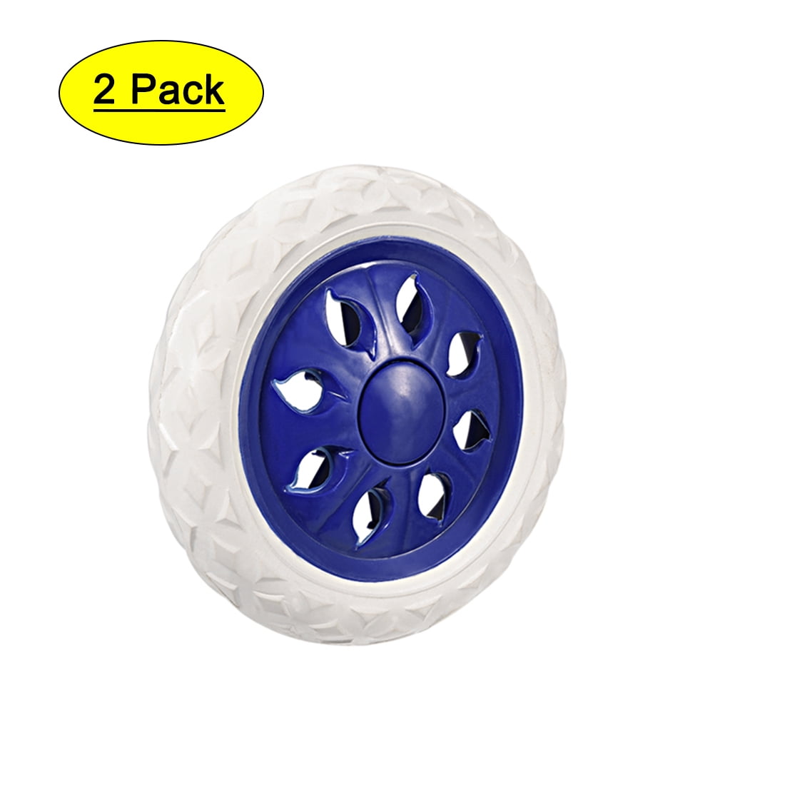 4-Pack 5/16 Bore 4 x1.25 Shopping Cart Wheel Dark Blue Polyurethane Stepped on Bore Beige Stepped Face and Full Tread Face w/Double Precision Ball Bearing 1000 lbs Total 