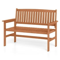 Gymax 2-Person Patio Loveseat Garden Bench w/Slatted Backrest & Comfortable Armrests