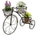 thumbnail image 2 of Spaco Tricycle Plant Stand Flower Pot Cart Holder, Garden Decor Plant Stand with 3 Hollowed Baskets for Patio, Garden, Backyard, Brown, 2 of 11