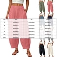 thumbnail image 3 of felwors Barrel Pants Women Cotton Palazzo High Waisted Balloon Pants Summer Casual Beach Boho Wide Leg Baggy Trousers Watermelon Red for Size XXL, 3 of 8