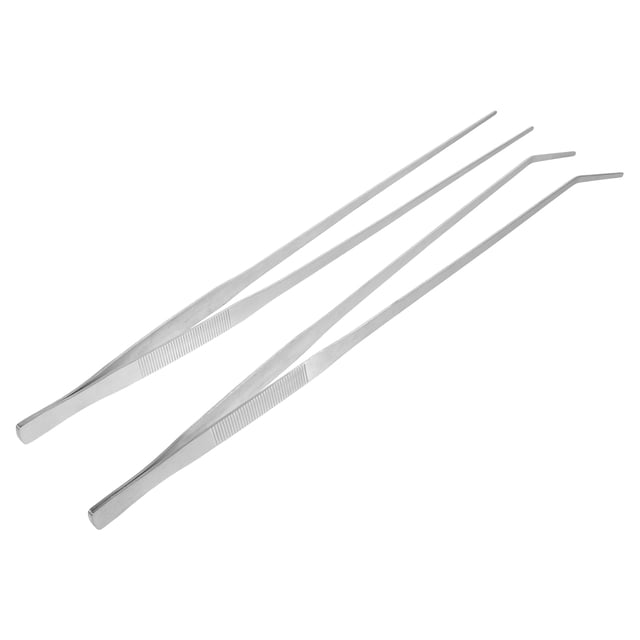 BESTYASH 2Ud Pinzas Para Reptiles Inoxidable Plata Con Cabezas Rectas Y Curvas Para Terrario