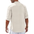 thumbnail image 6 of Youclos Men's Cotton Linen Long Sleeve Button Down Shirt, Casual Regular Fit, 6 of 6