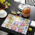 thumbnail image 3 of Watercolor Floral Gnomes Placemats Set of 4, Spring Flowers Butterflies Grid Placemats for Dining Table, Place Mats for Kitchen Tabletop, Waterproof Wipeable Dining Table Mats Set, 3 of 9